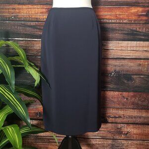 Kasper Pencil Skirt Size 6 Straight Lined Zip Back Black Side Slit